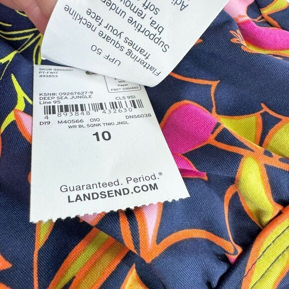 Lands End Tankini Womens Size 10 Deep Sea Jungle Floral Underwire Swim New - Picture 5 of 9